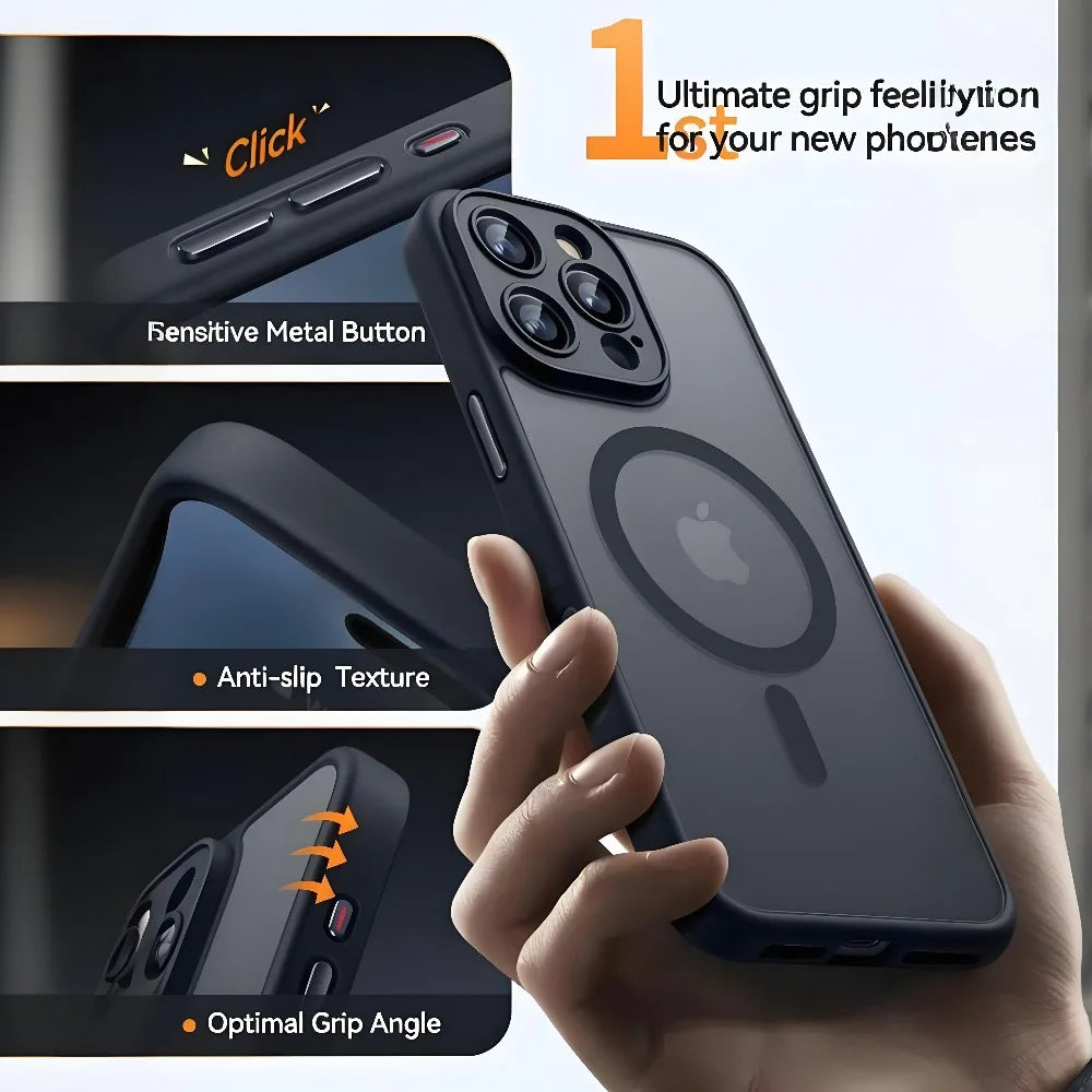 Matte Transparent Magnetic Frosted Phone Case For iPhone 11-17 Pro Max Compatible With Magsafe Wireless Chargers